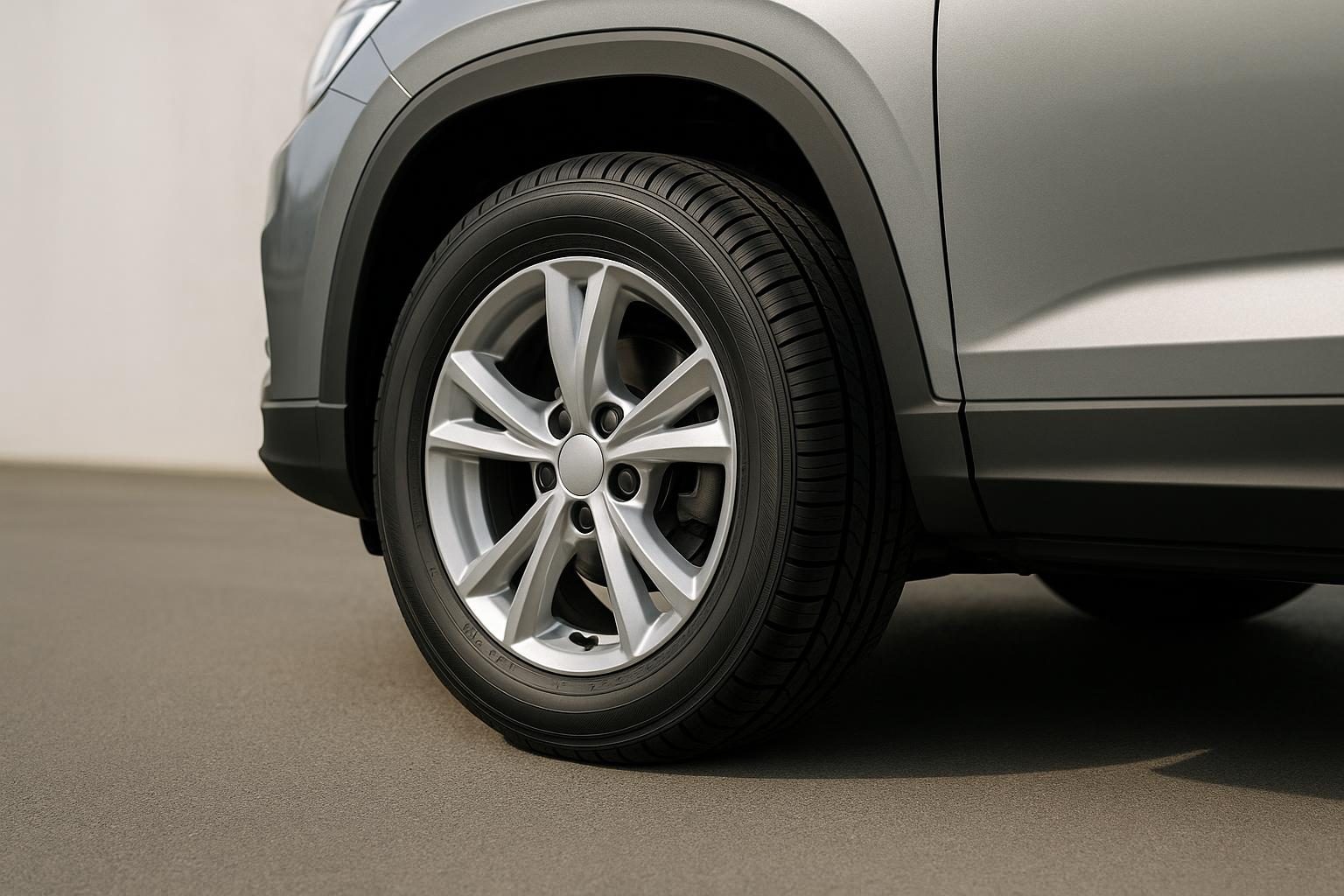 16-Zoll-Rad mit Sommerreifen der Größe 215/60 R16 an einem Kompakt-SUV (KI-generiert, OpenAI)